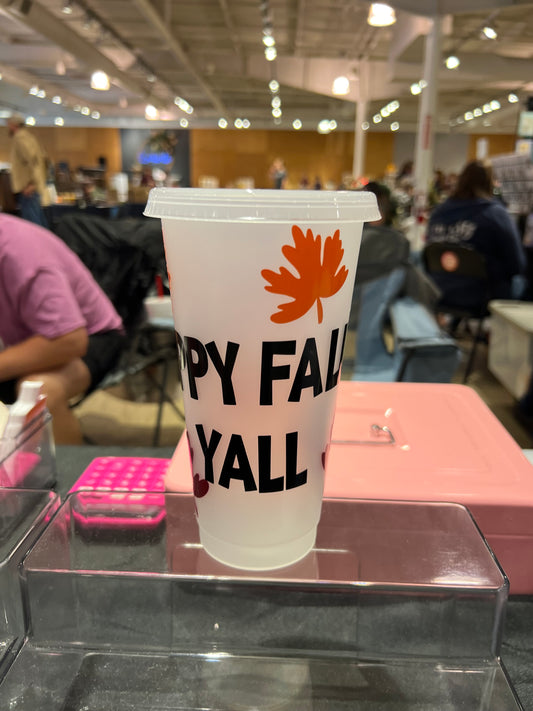 Happy Fall Y'all Plastic Cup